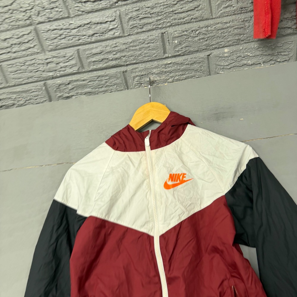 Nike Windrunner Hooded Windbreaker Jacket Burgundy White Black Mens Large